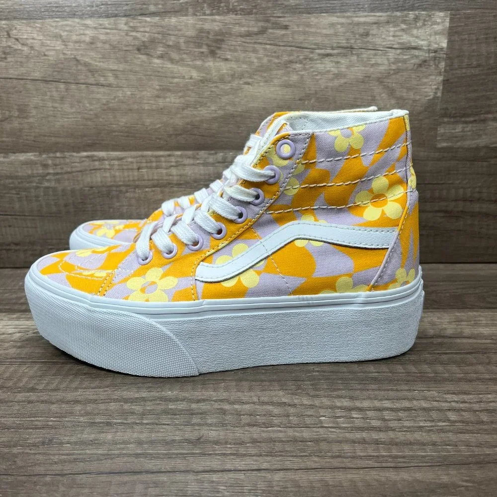 Vans Platform Flowers Yellow Purple Womens US Size 6 EUR 36 721356 Sneakers_3